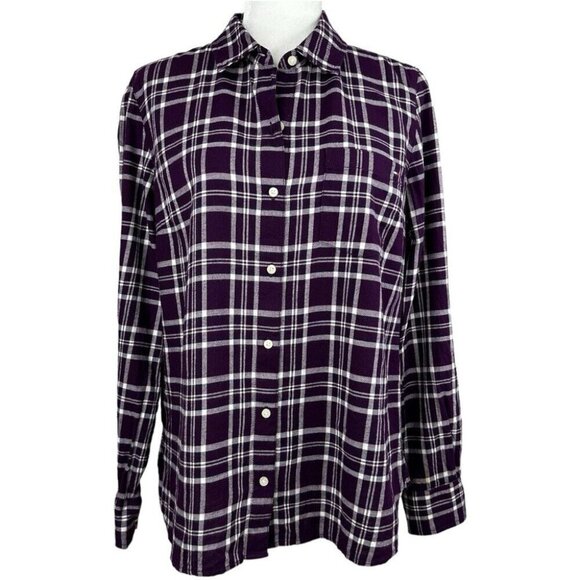 Tommy Hilfiger Women's Purple Y2K Plaid Casual Flannel Button Down Shirt S/C41 - Picture 1 of 12